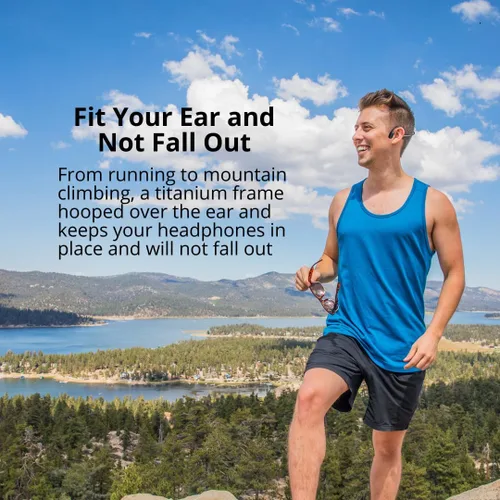 Vista 8 de SA04 - Auriculares deportivos inalámbricos Bluetooth ligeros de conducción ósea negra, con micrófonos, resistentes al sudor, impermeables