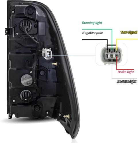 Vista 6 de VLAND Conjunto de luces traseras para Toyota Hilux 2015-2020 Base, Chasis, Doble Cab, SR, DLX (no para Tonka), lámpara trasera con DRL, señal