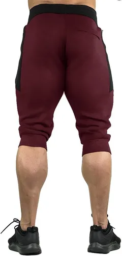 Vista 3 de FASKUNOIE - Pantalones deportivos cortos para hombre, pantalones capri casuales de algodón, pantalones cortos de 34 hasta por debajo de la rodilla