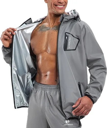 Vista 8 de HOTSUIT Sauna Suit Men Anti Rip Boxing Sweat Suits Exercise Workout Jacket