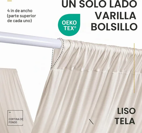 Vista 7 de Cortina de techo beige de 20 x 40 pies para bodas, 4 paneles sin arrugas, 40 pies de largo, cortinas drapeadas para bodas, cumpleaños y fiestas