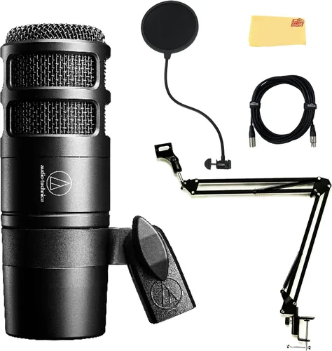 Vista 6 de Audio-Technica AT2005USB - Paquete de micrófono dinámico cardioide USB/XLR con filtro pop, cable XLR y paño de pulido de Austin Bazaar