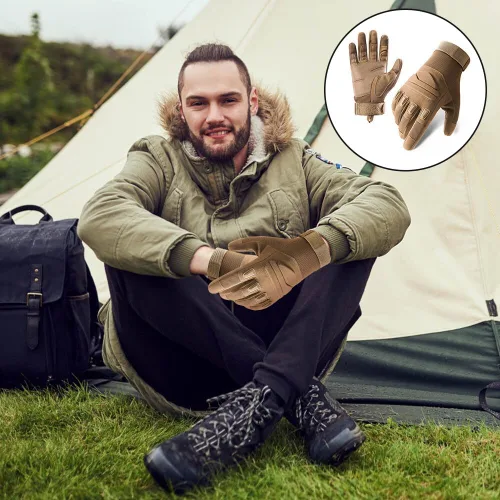 Vista 4 de Surakey Guantes tácticos duros para nudillos para hombres y mujeres con dedos para pantalla táctil, protección de nudillos, para trabajo al aire