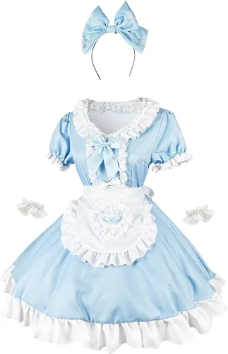 Vista 5 de Gerichy Vestido de Lolita Kawaii, disfraz de cosplay de Halloween, vestido de lolita dulce, vestido vintage de princesa de encaje con capas