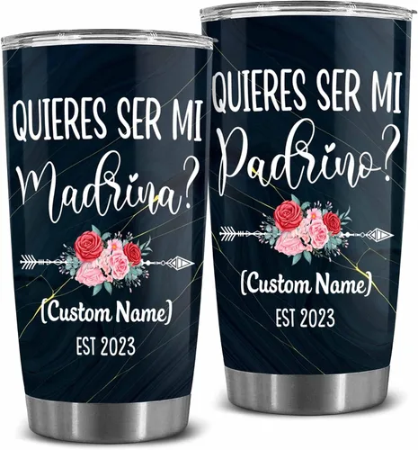 Vista 17 de WHIDOBE Juego de vasos personalizados para padrinos, copa Padrino y Madrina, idea de regalo para padrinos, Quieren Ser Mis Padrinos De Bautizo