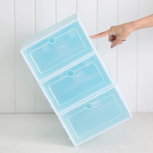 Vista 3 de Ochine Caja de almacenamiento de zapatos transparente apilable cajas de zapatos de plástico organizador de zapatos tipo cajón apertura frontal
