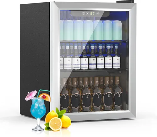 Vista 12 de Mini Refrigerador de 24 Latas - Refrigerador de Bebidas de 0.9 Pies Cúbicos con Puerta Reversible para Refrescos, Vino, Cerveza, Control