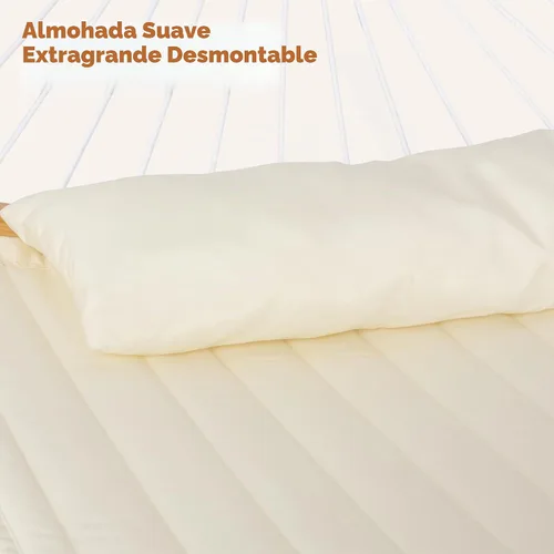 Vista 7 de SUNCREAT Hamaca doble para exteriores con soporte de 12 pies, hamacas autoportantes con soporte, beige