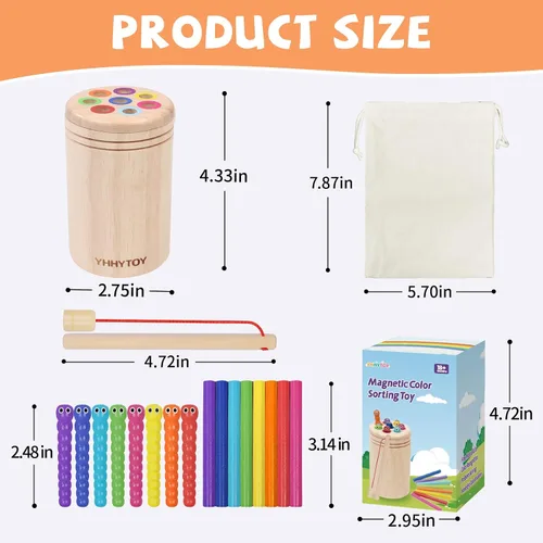 Vista 6 de Juguetes Montessori para niños de 2, 3, 4 años, juego de pesca magnética de doble juego para niños de 18 meses, juguete preescolar de clasificación