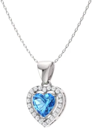 Vista 2 de Diamondere Natural and Certified Gemstone and Diamond Heart Petite Necklace in 14k Solid Gold 0.45 Carat Pendant with 18 Inch Chain