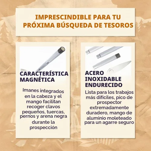 Vista 3 de SE Selección magnética plegable para minería de oro, cabeza de acero inoxidable, 18.75 pulgadas