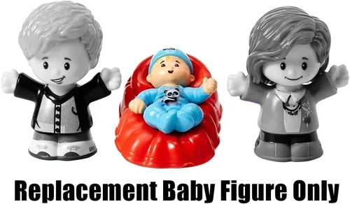 Vista 5 de Pieza de repuesto para la familia Fisher-Price Little People Big Helpers - FRM72 ~ Figura de bebé de repuesto en traje de panda azul y canasta roja