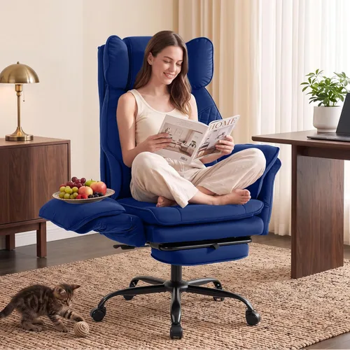 Vista 12 de Criss Cross Chair with Flip Armrests ,Big and Tall Desk Chair with Footrest Pu Leather Brown