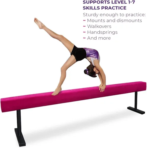 Vista 3 de Viga de equilibrio ajustable y plegable de gimnasia de 8 pies, equipo de gimnasio para el hogar, fácil de ensamblar y almacenar, no requiere Pnk