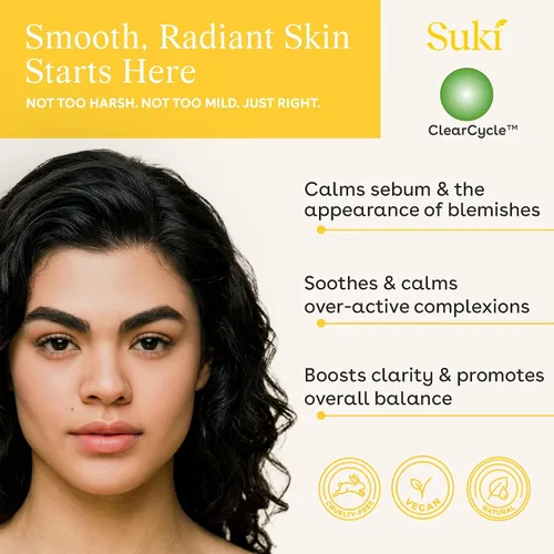 Vista 2 de Suki Loción de día purificadora y equilibrante para el cuidado de la piel con ácido salicílico, hidratante facial hidratante y antienvejecimiento