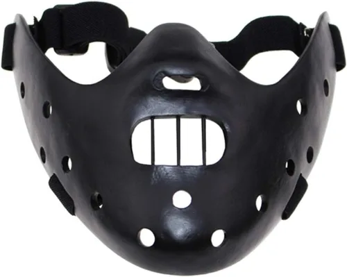 Vista 3 de Kuberas Máscara de Hannibal Lecter El silencio de los corderos, máscara de resina horrible asesino mata máscara de Halloween Cosplay máscara