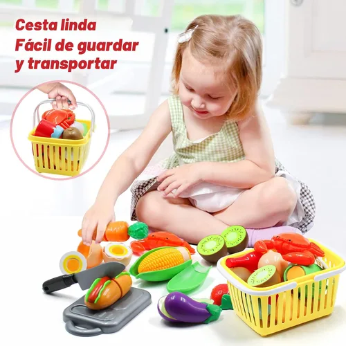 Vista 4 de Juego de accesorios de cocina para niños, juego de 32 artículos de ollas y sartenes de acero inoxidable con organizador de estante, utensilios