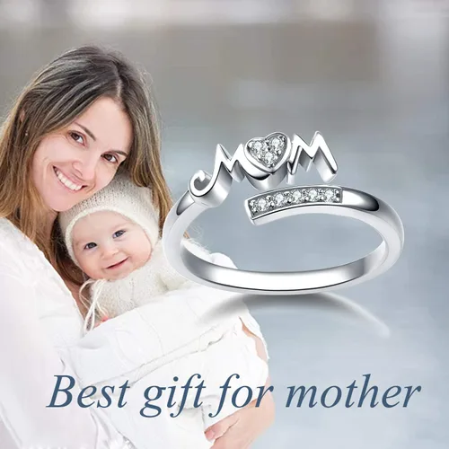 Vista 5 de YFN Anillo de plata de ley 925 para mamá anillo de madre joyería para mujer Plata de ley