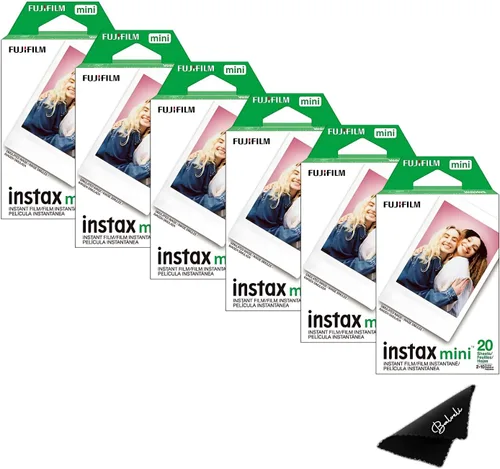 Vista 8 de Fujifilm Película Instax Mini – Paquete doble de 20 EXP en total, ISO 800, compatible con Instax Mini Evo, 12, 11, 9 modelos, incluye paño