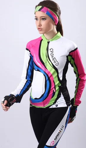 Vista 2 de sponeed Camiseta de ciclismo de manga larga para mujer, ropa transpirable