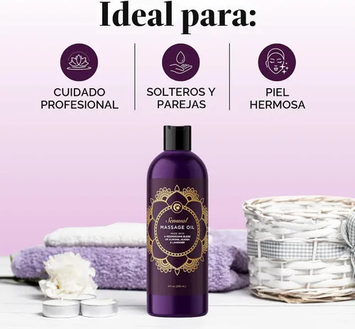 Vista 7 de Aceite natural hipoalergénico para terapia en la piel, masaje sensual con aceite puro de lavanda para hombres y mujeres, 8 onzas