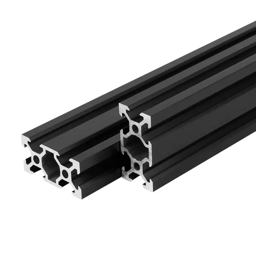Vista 4 de Extrusión de aluminio 2040 V, 2 piezas de 100 mm de 2040 ranura en V estándar europeo anodizado perfil de aluminio negro extrusión de riel lineal