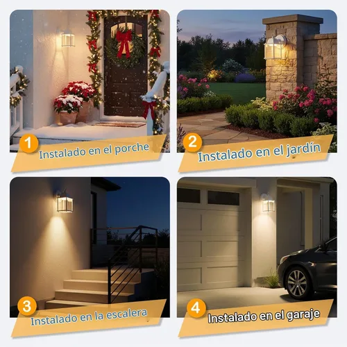 Vista 5 de LIT-PaTH Lámpara de pared con luz de diodo emisor de luz (LED) para exteriores, accesorios de iluminación de pared para porche, 3000K 9.5W 800