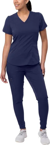 Vista 16 de Adar Pro - Conjunto de uniforme médico atlético moderno para mujer Tela elástica en 4 direcciones, resistente al olor y a las arrugas, ajuste a