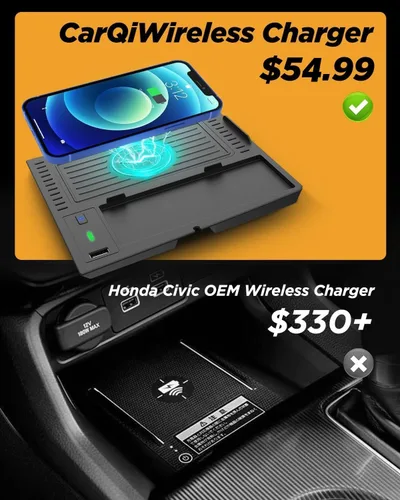 Vista 2 de CarQiWireless Cargador inalámbrico para Honda Civic 2026 2025 2024 2023 2022, organizador de consola central automotriz, almohadilla de carga