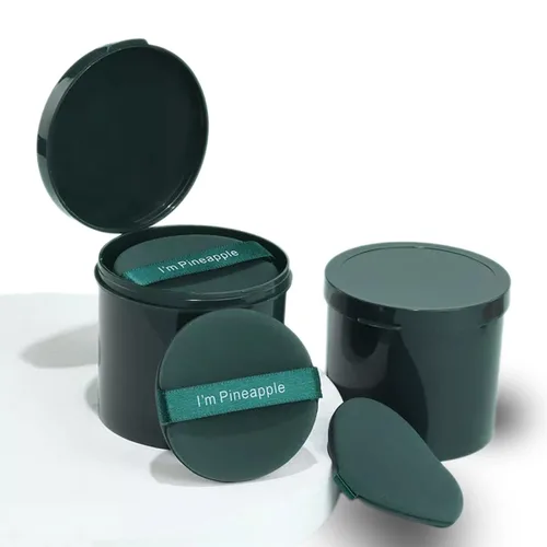 Vista 9 de Juego de 7 esponjas de maquillaje suaves con caja de almacenamiento, triángulo, redondo, esponja reutilizable para base líquida y polvo, húmedo