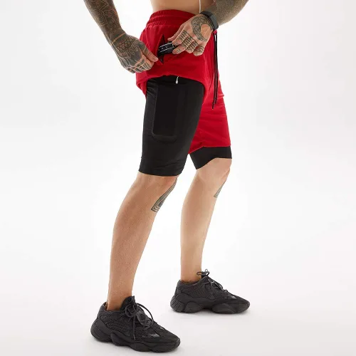 Vista 2 de JWJ Men's 2 in 1 Workout Running Shorts 7 Inch Lightweight Athletic Gym Shorts with Compression Liner