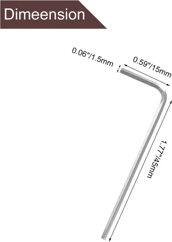 Vista 2 de Luomorgo 20 llaves Allen de 0.059 in/1/16 pulgadas, llave hexagonal en forma de L, herramienta de llave hexagonal de acero resistente