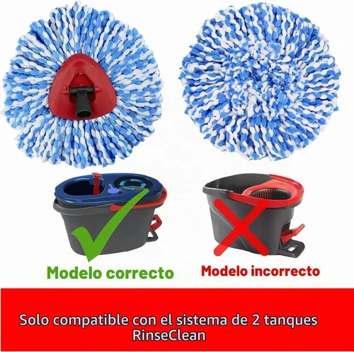 Vista 2 de Cabezales de repuesto para trapeador giratorio compatibles con el sistema 3 cabezales de repuesto de fregona de microfibra para limpieza de cedro