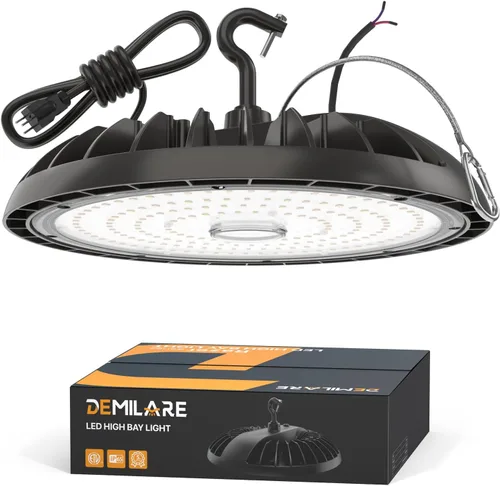 Vista 8 de Luces LED regulables de alta bahía de 150 W - 22500 LM, 2 unidades, 0-10 V regulables, blanco brillante de 5000 K para granero, garaje y taller