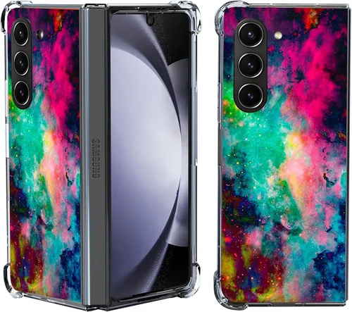 Vista 19 de Funda para Galaxy Z Fold 5, protección contra caídas de mandala de león colorido, a prueba de golpes, de cuerpo completo, resistente a los arañazos