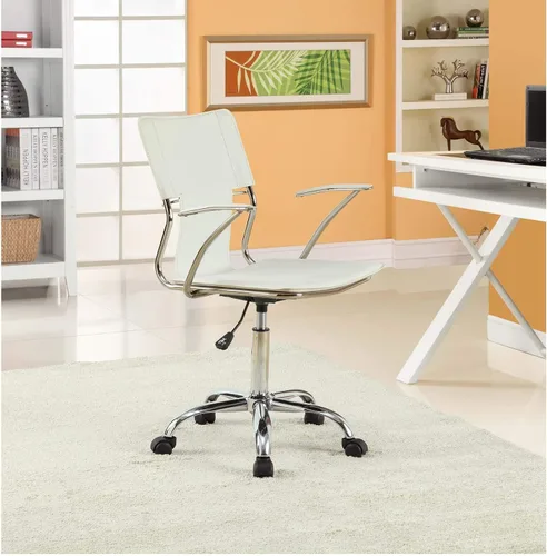 Vista 9 de Modway Silla de oficina giratoria de piel sintética de estudio en color blanco