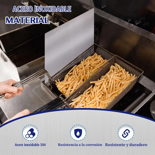 Vista 5 de Paquete de 2 protectores de salpicaduras de acero inoxidable para freidora lateral de estufa, protectores contra salpicaduras de aceite para cocina