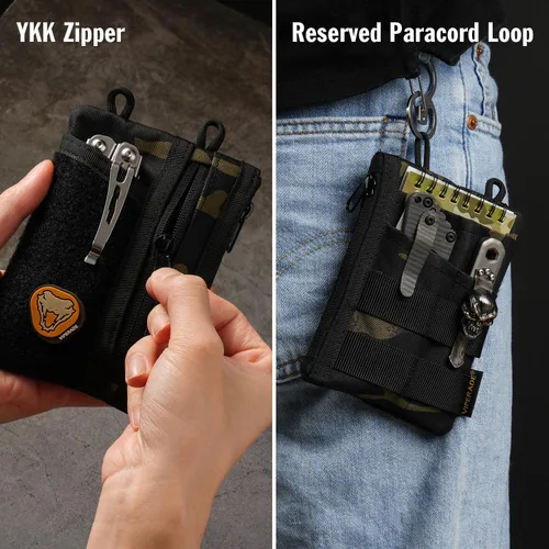 Vista 3 de VIPERADE VE18 EDC Bolsa, Organizador de Bolsillo para Hombres, Organizador de Bolsillo EDC, 3 Ranuras con 2 Bolsillos con Cremallera, Bolsa