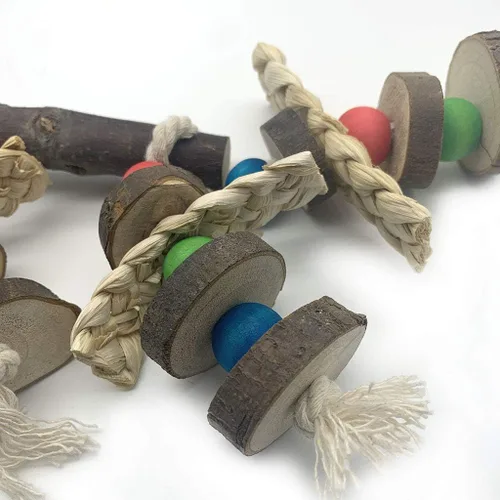 Vista 4 de Bloques de pájaros nudos que rasgan el juguete, multicolor madera natural