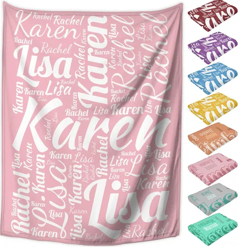 Vista 39 de Manta personalizada con nombre, mantas de franela personalizadas para bebés, niños y adultos con nombre, regalo de Navidad, cumpleaños, día de San