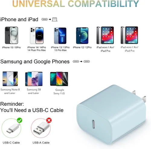 Vista 8 de Bloque de cargador USB C para iPhone 17 Cargador de pared Adaptador de corriente de 20 W para iPhone 17/17 Air/17 Pro/17 Pro Max, 16 15 14 13 12 11