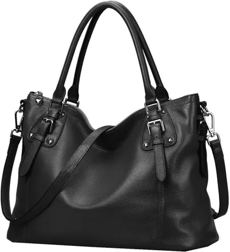 Vista 3 de HESHE - Carteras y bolsos de cuero genuino para mujer, bolso de mano, bolso de hombro, bolso de asa superior, bolso cruzado, bolso tipo morral