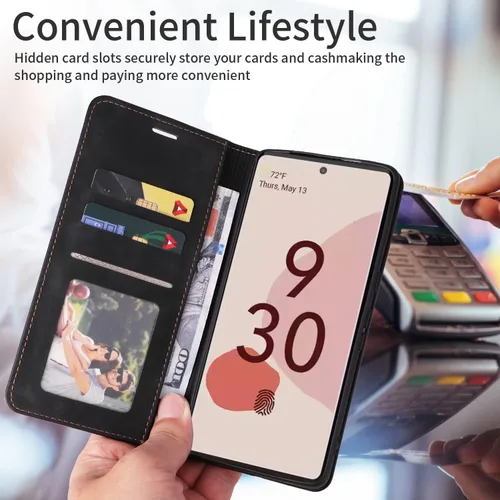 Vista 4 de ZZXX Funda tipo cartera para Google Pixel 7 Pro con bloqueo RFID, ranura para tarjetas, función atril, magnética, de piel suave, para Google Pixel 7