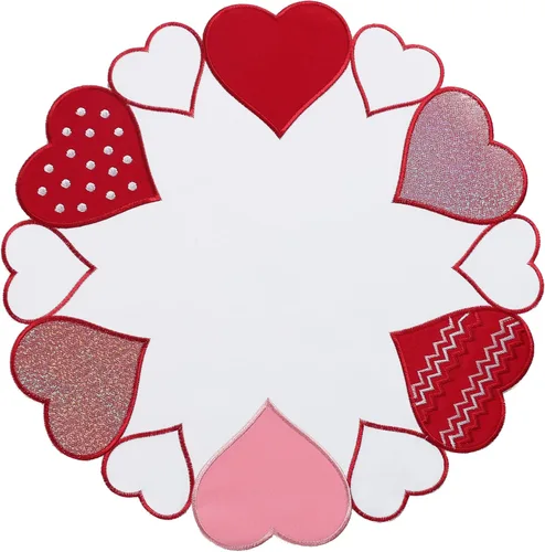 Vista 12 de OWENIE Caminos de mesa para el día de San Valentín, centros de mesa de San Valentín, 13 x 36 pulgadas, decoración de mesa roja bordada con corazón
