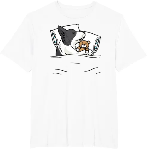 Vista 10 de Border Collie - Camiseta oficial para dormir con animales de peluche, Blanco, S