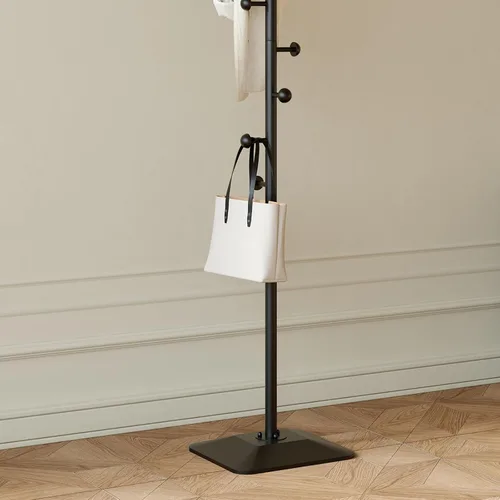 Vista 6 de Perchero, soporte de metal para percheros, árbol de abrigo independiente resistente con 8 ganchos y base de hierro fundido para abrigos, sombrero