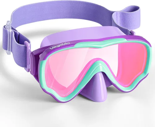 Vista 9 de VegoVia Gafas de natación para niños con cubierta para la nariz, antiempañamiento de visión amplia, máscara de natación transparente para niños