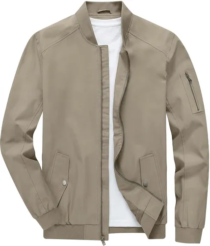 Vista 12 de TBMPOY Men's Bomber Jacket Lightweight Spring Windbreaker Light Casual Stylish Fashion Fall Zip up Coats With Pockets