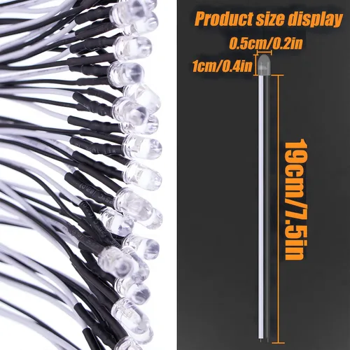 Vista 3 de 35 luces LED blancas precableadas de 0.197 in, diodos LED ultrabrillantes de 12 V y 0.197 in, resistencia integrada para proyectos de bricolaje
