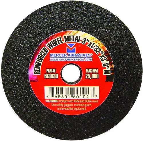 Vista 5 de Mercer Industries 613060-Ruedas de corte de metal de 3" x 1/16" x 1/4" (paquete de 100)